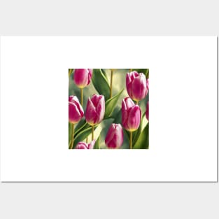 Watercolor tulip pattern Posters and Art